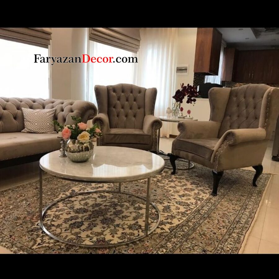 میز جلو مبلی فریازان دکور مدل صفحه سنگ