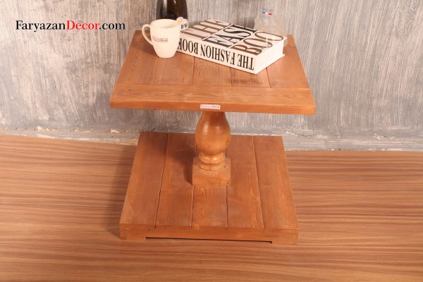 میز کنار مبلی تمام چوب مدل تک پایه انگلیسی تولید شده درفریازان دکور