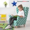 صندلی راحتی مخصوص کودک ایکیا مدل STRANDMON روکش پارچه طرحدار فیروزه ای سفید